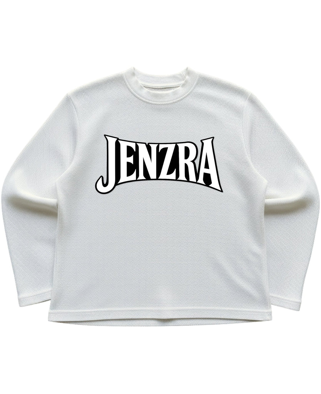 IVORY GRID – Waffle Knit Oversized Full Sleeve - Jenzra