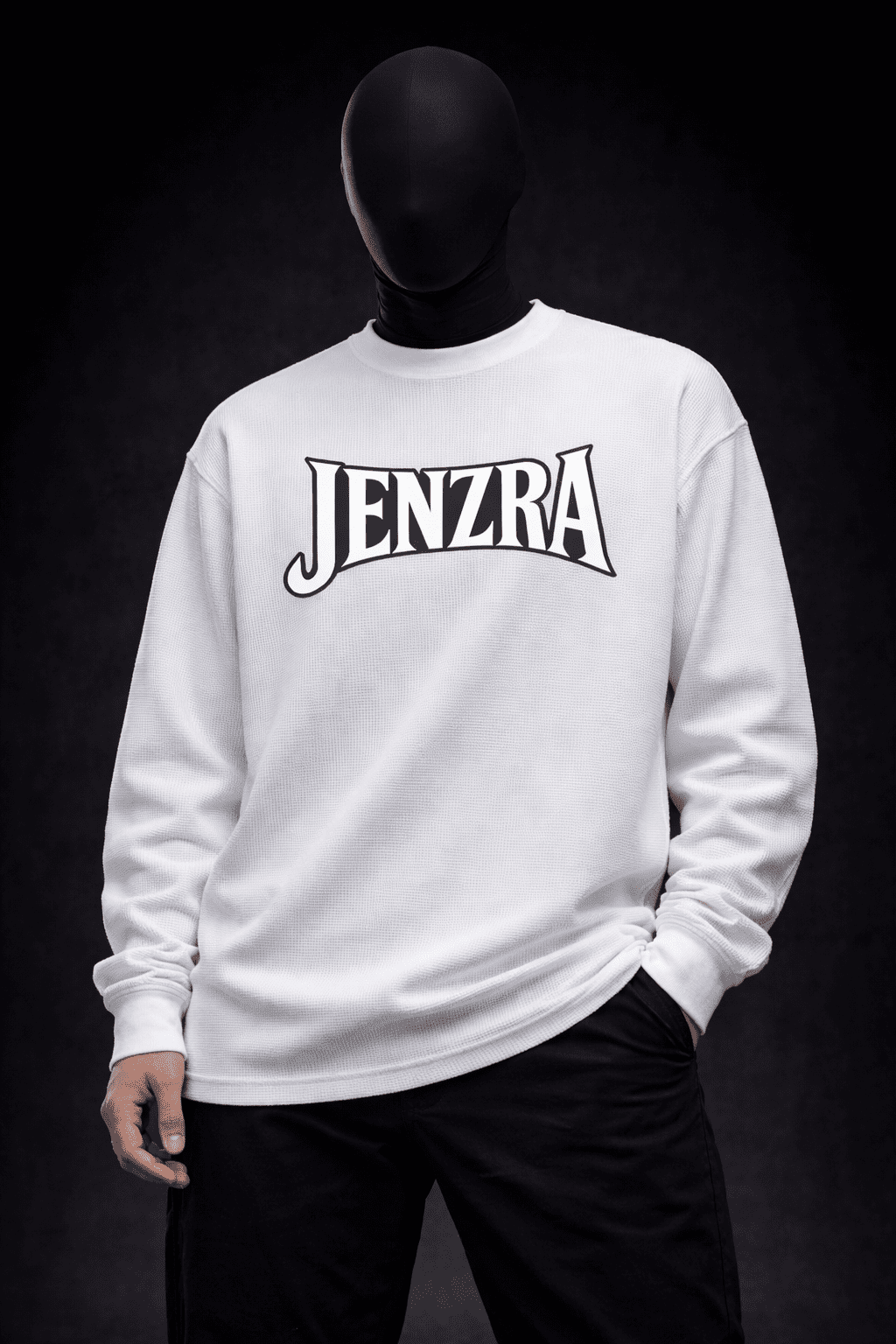 IVORY GRID – Waffle Knit Oversized Full Sleeve - Jenzra