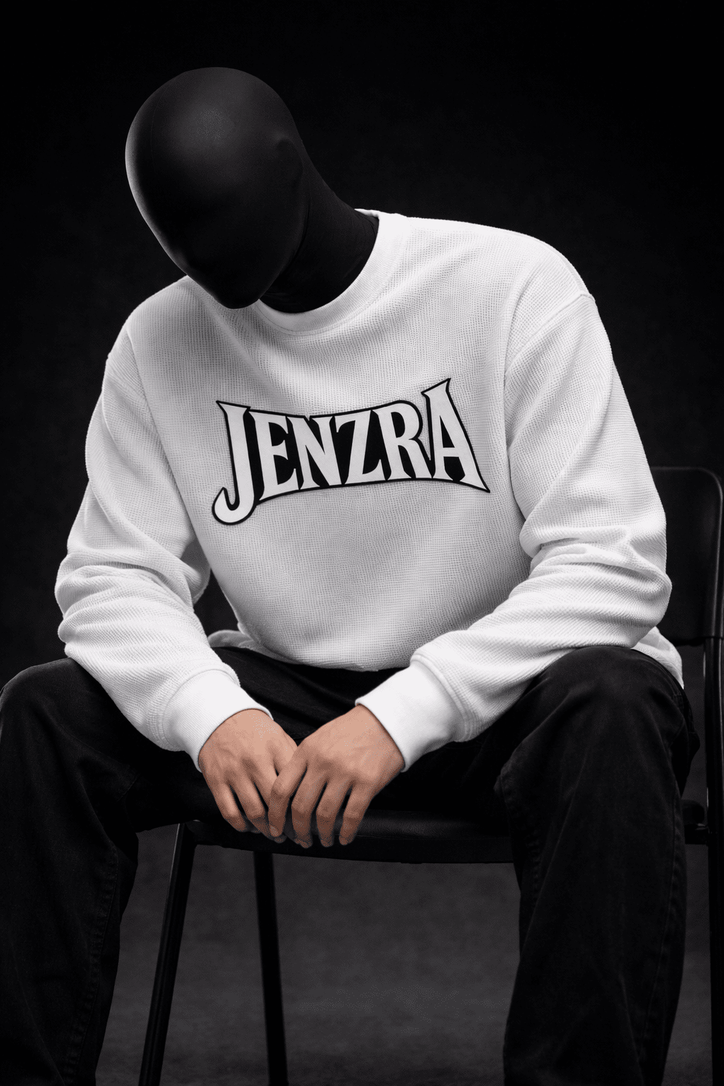 IVORY GRID – Waffle Knit Oversized Full Sleeve - Jenzra