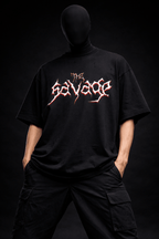 SAVAGE NOIR – Oversized Attached Sleeve Tee - Jenzra