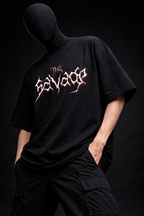 SAVAGE NOIR – Oversized Attached Sleeve Tee - Jenzra
