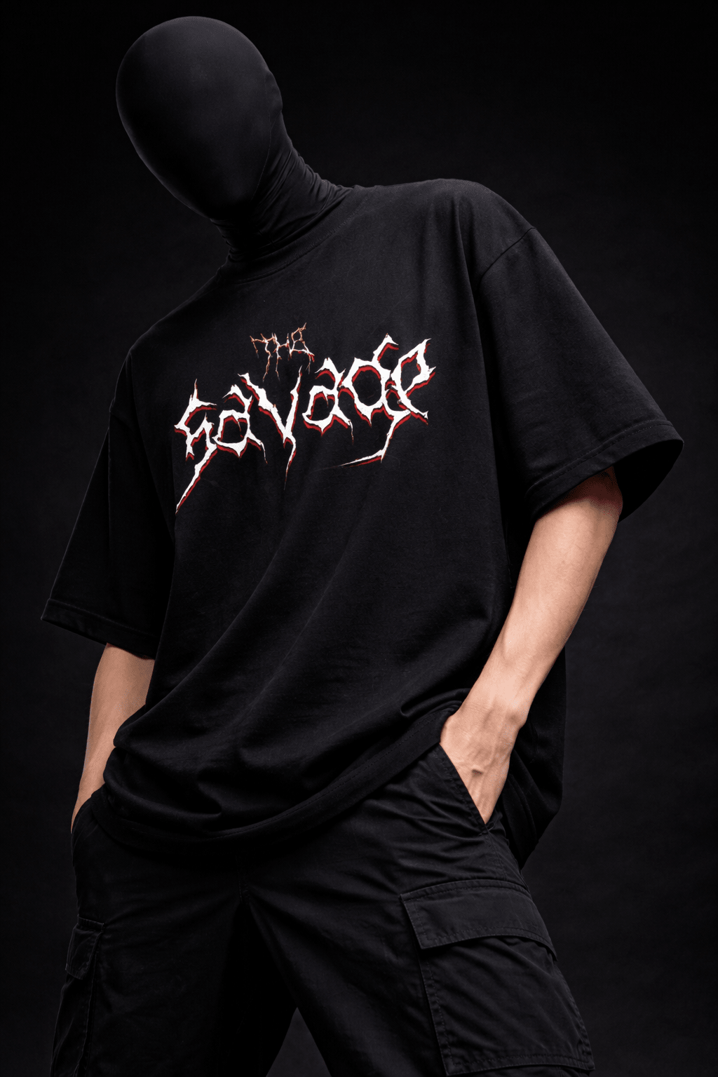 SAVAGE NOIR – Oversized Attached Sleeve Tee - Jenzra