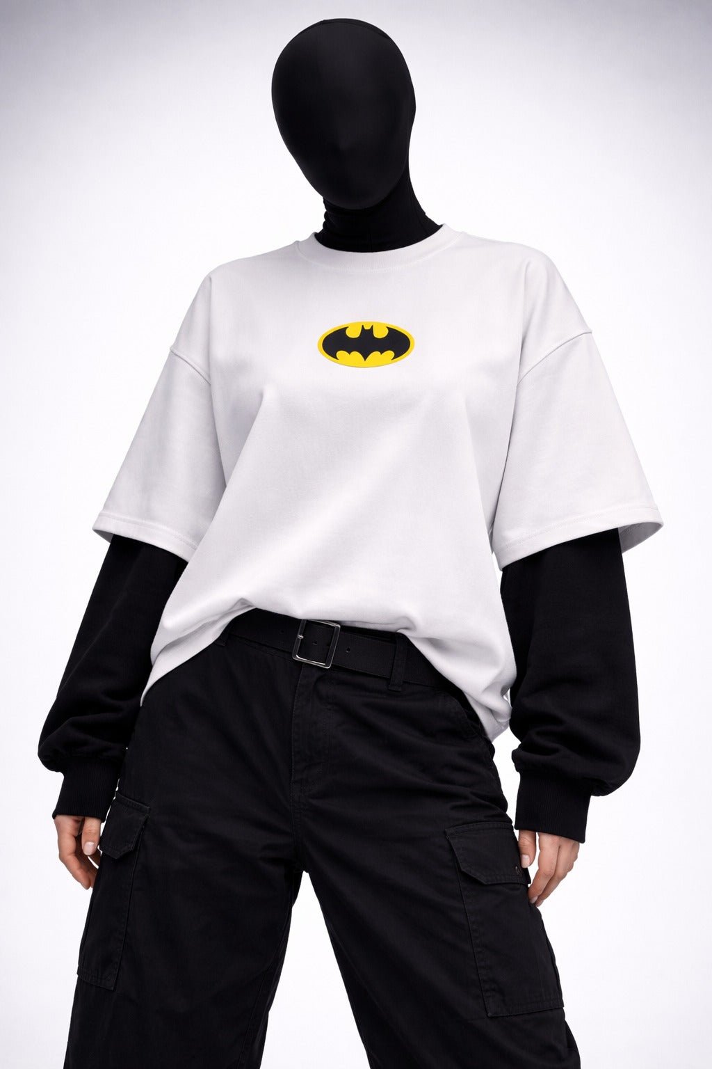 SHADOW CONTRAST – Attached Sleeve Oversized Tee - Jenzra