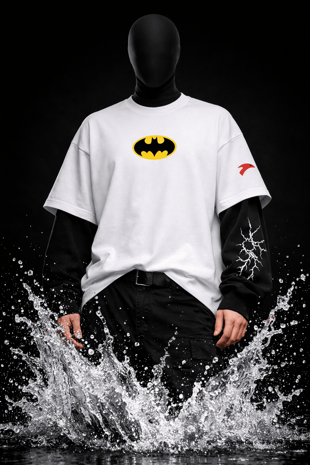 SHADOW CONTRAST – Attached Sleeve Oversized Tee - Jenzra