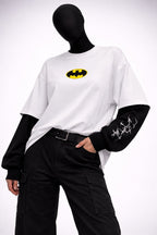 SHADOW CONTRAST – Attached Sleeve Oversized Tee - Jenzra
