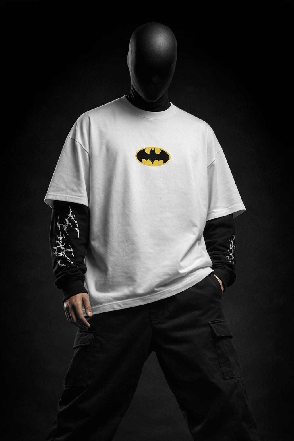 SHADOW CONTRAST – Attached Sleeve Oversized Tee - Jenzra