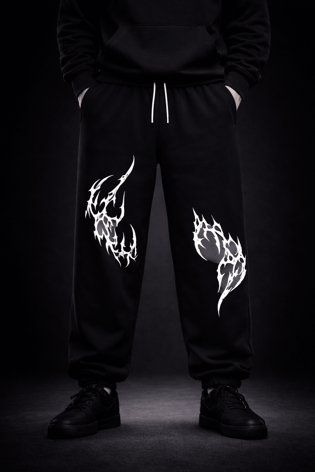 VOIDFLARE – Black Graphic Joggers - Jenzra
