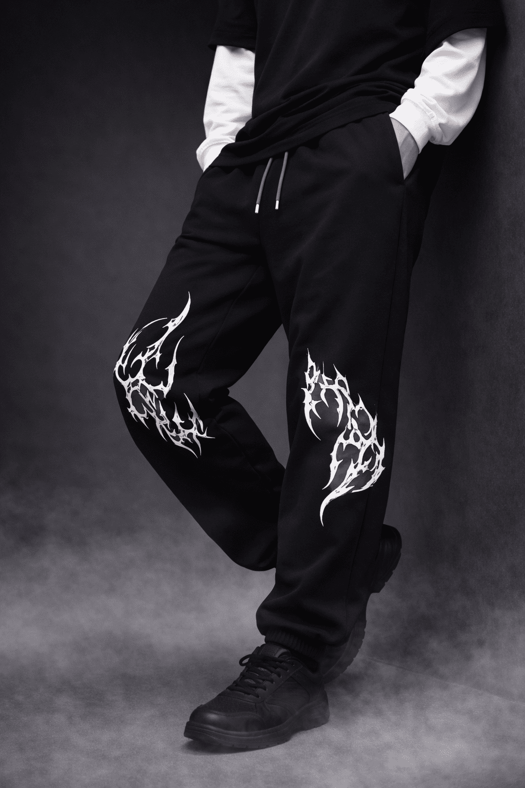 VOIDFLARE – Black Graphic Joggers - Jenzra