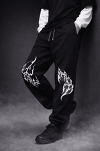 VOIDFLARE – Black Graphic Joggers - Jenzra