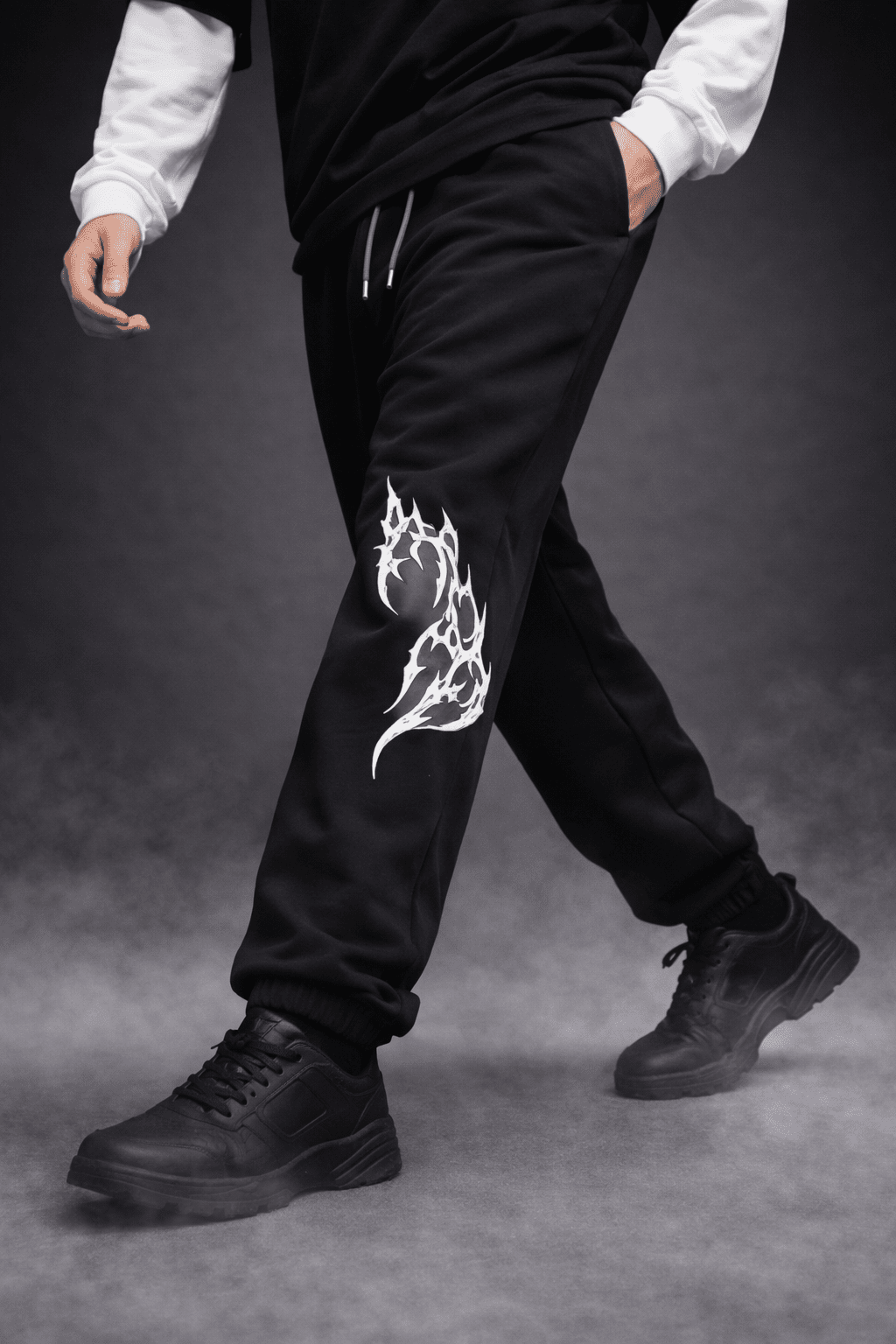 VOIDFLARE – Black Graphic Joggers - Jenzra
