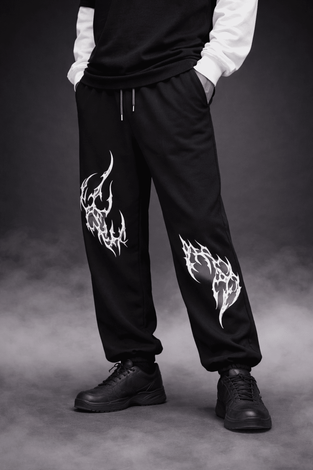 VOIDFLARE – Black Graphic Joggers - Jenzra